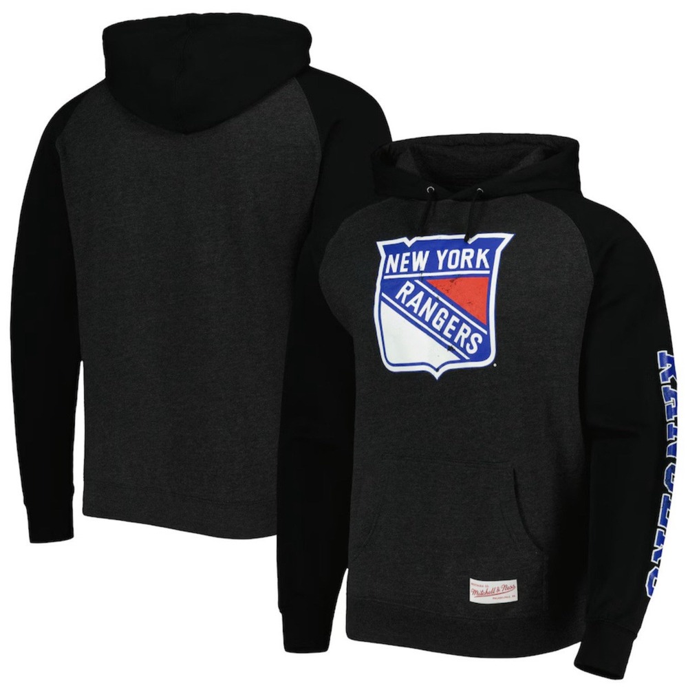 New York Rangers Mitchell & Ness Distressed Logo Heather Black Men's Small‎ NWT